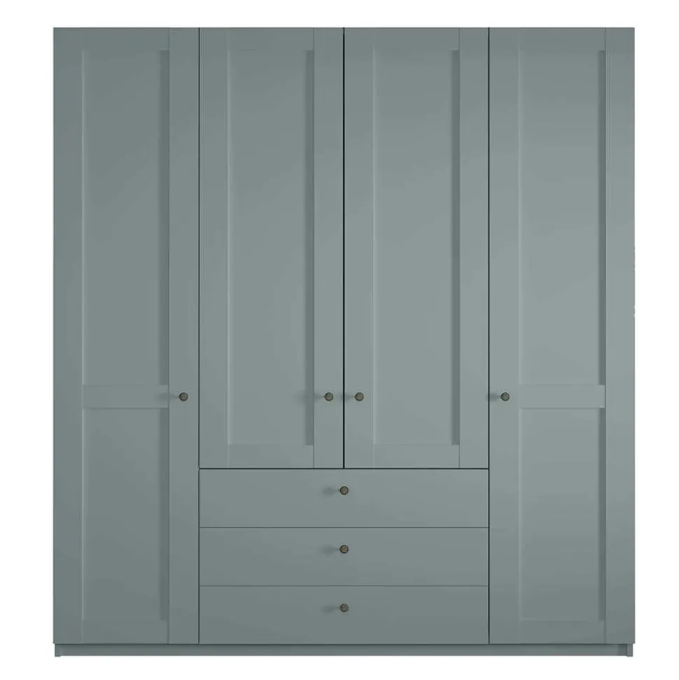 4-türiger Kombi-Kleiderschrank in Graugrün - Rajavo
