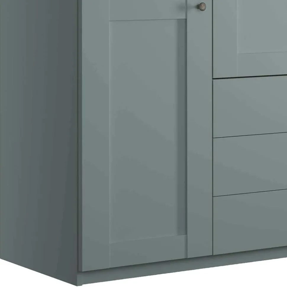 4-türiger Kombi-Kleiderschrank in Graugrün - Rajavo