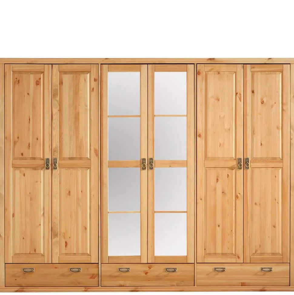 6-türiger Massiver Kleiderschrank mit 3 Schubladen - Inhusa