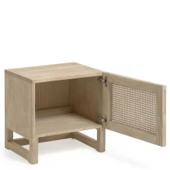 1-türiger Nachtschrank mit Rattan Wiener Geflecht - Bertino
