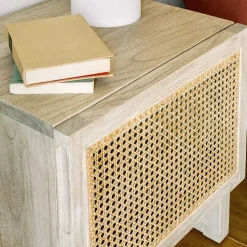 1-türiger Nachtschrank mit Rattan Wiener Geflecht - Bertino