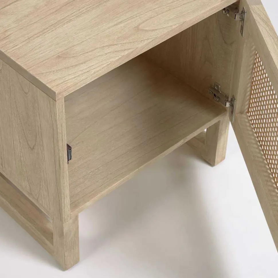 1-türiger Nachtschrank mit Rattan Wiener Geflecht - Bertino