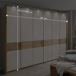6-türiger Schlafraum Kleiderschrank in Glas Beige - Emdsiva I