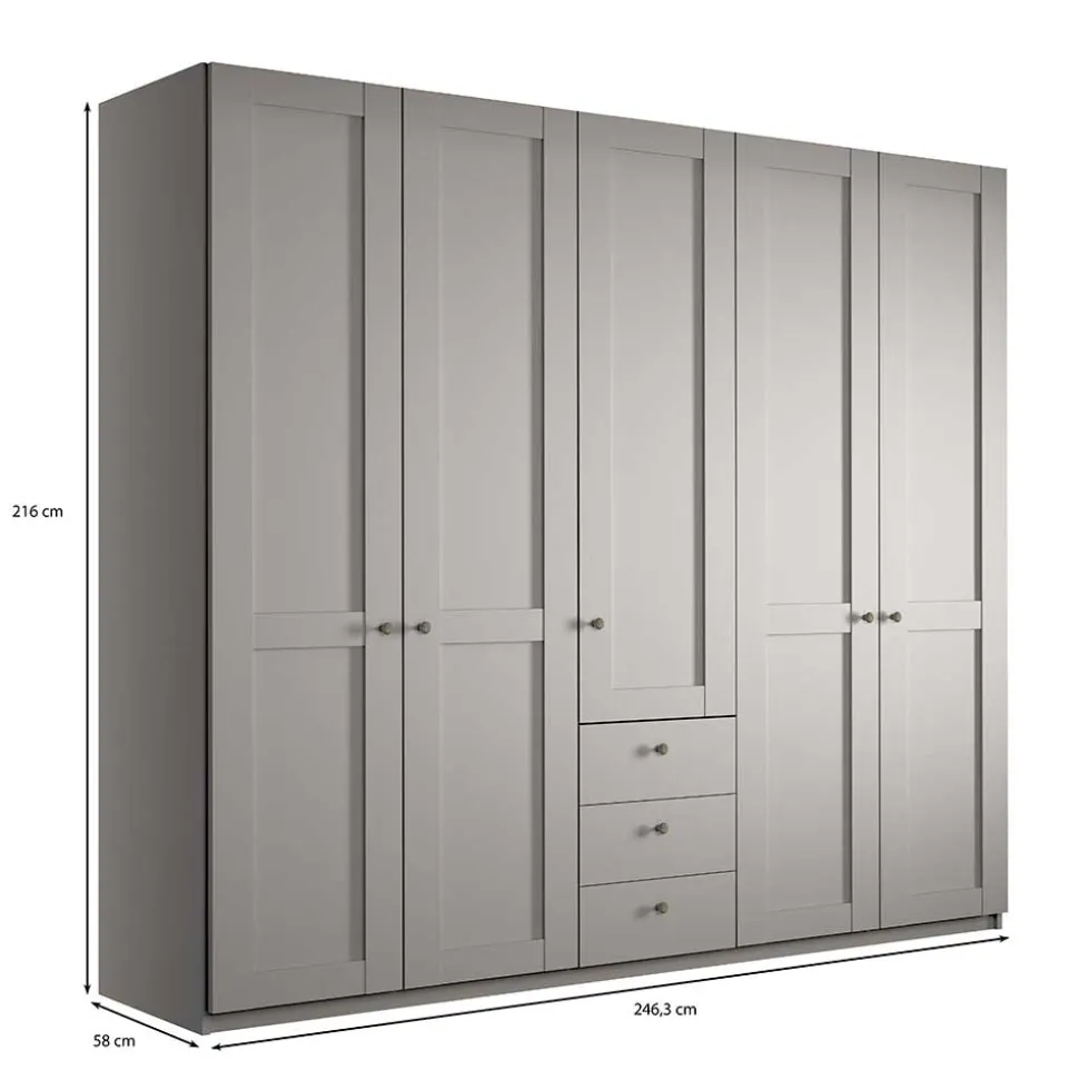 5-türiger Schlafzimmer-Schrank in Hellgrau - Ridonna