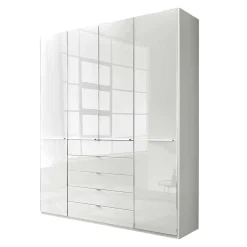 4-türiger Schlafzimmerschrank in Weiß Glasfront - Rocca