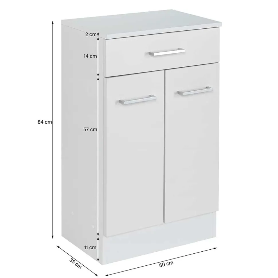 2-türiger Schrank fürs Bad in Grün & Weiß - Loenixa