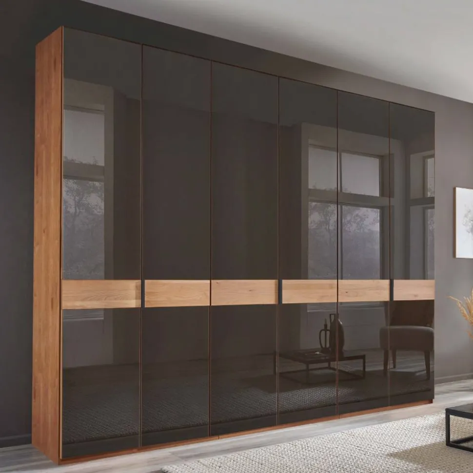 6-türiger Schrank mit Glas Dunkelbraun - Hung