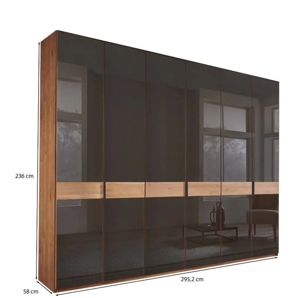 6-türiger Schrank mit Glas Dunkelbraun - Hung