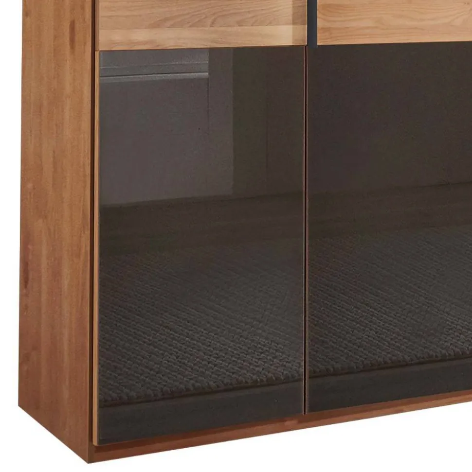 6-türiger Schrank mit Glas Dunkelbraun - Hung