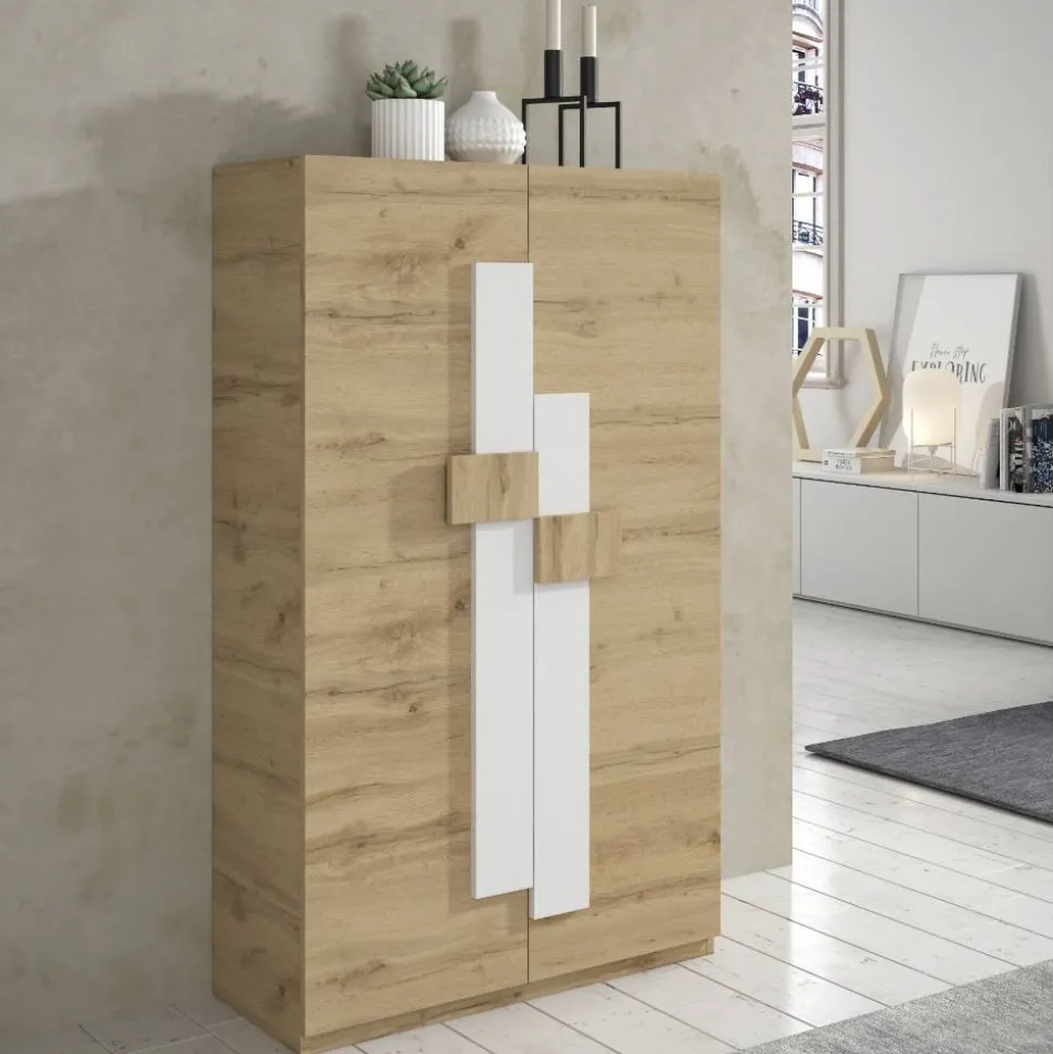 2-türiger Schuhschrank mit sechs schrägen Böden - Lornas