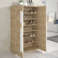 2-türiger Schuhschrank mit sechs schrägen Böden - Lornas