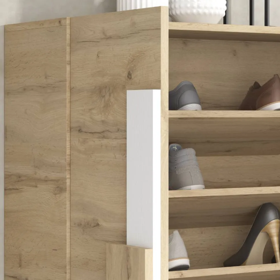 2-türiger Schuhschrank mit sechs schrägen Böden - Lornas