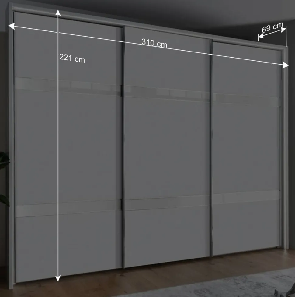 3-türiger Schwebetürenschrank in Weiß - Elisabeth