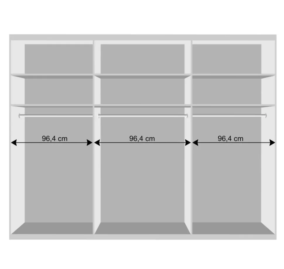 3-türiger Schwebetürenschrank in Weiß - Elisabeth