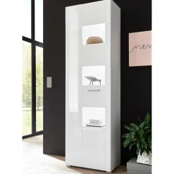 1-türiger Vitrinenschrank in Weiß Hochglanz - Timmona