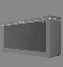 3-türiges Design-Sideboard in Beton Dekor - Narandu