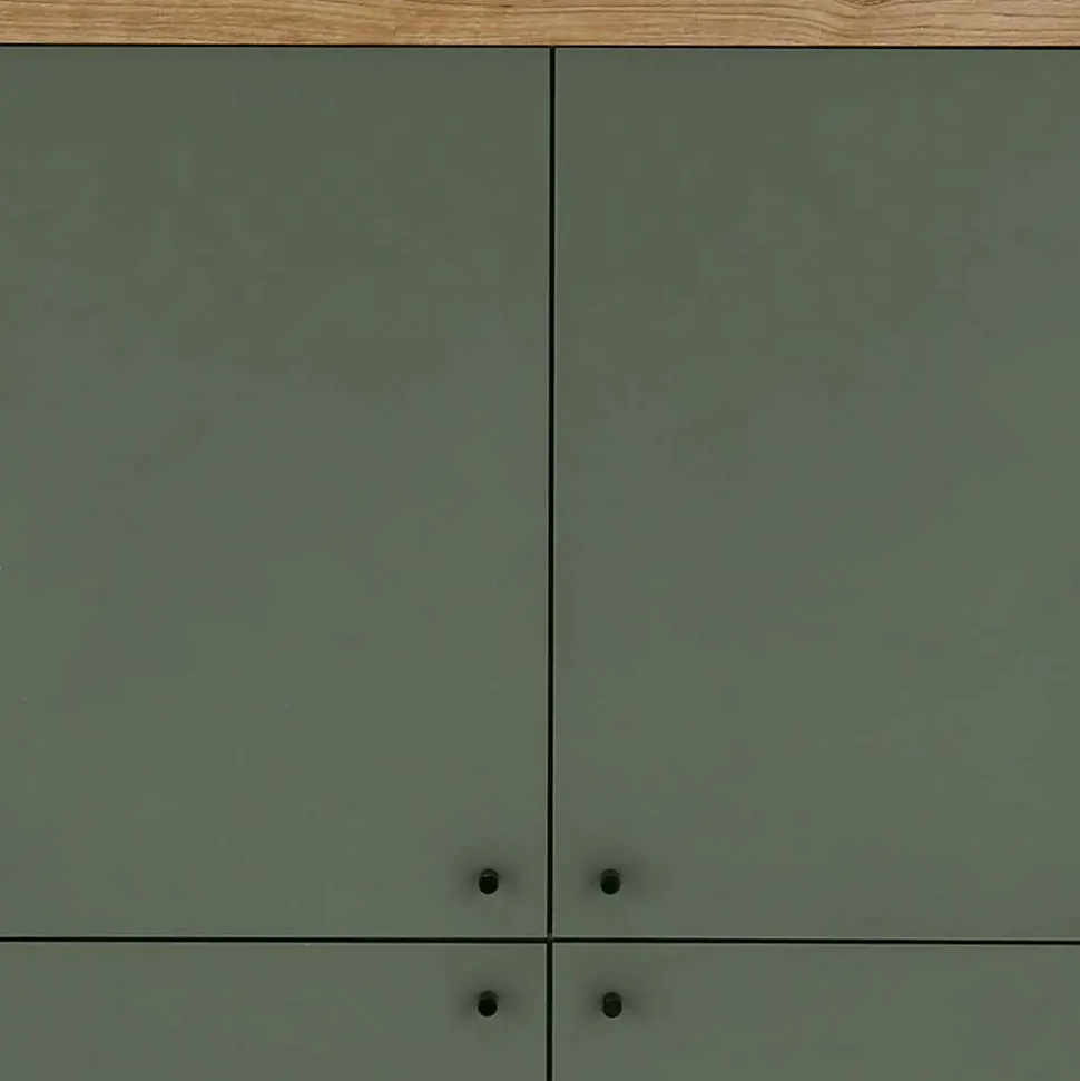 4-türiges Highboard in Graugrün und Wildeiche - Oliva