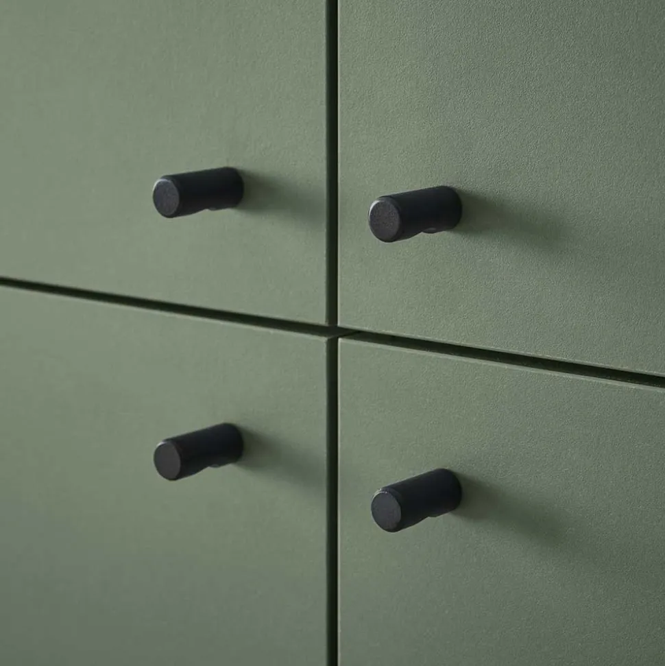 4-türiges Highboard in Graugrün und Wildeiche - Oliva