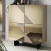 4-türiges Highboard mit Spiegelglas in Bronze - Razepta