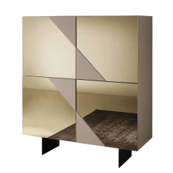 4-türiges Highboard mit Spiegelglas in Bronze - Razepta