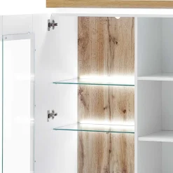 3-türiges Highboard Vitrine beleuchtet LED - Caldri