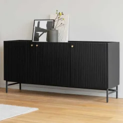 3-türiges Sideboard in Schwarz - Hemorian