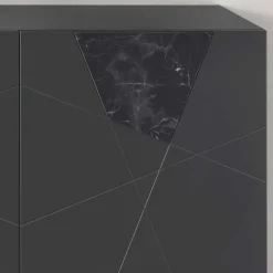 3-türiges Sideboard mit Marmor Einsätzen Schwarz - Wakes