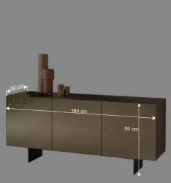 3-türiges Sideboard mit Spiegel Front Bronze - Imarena