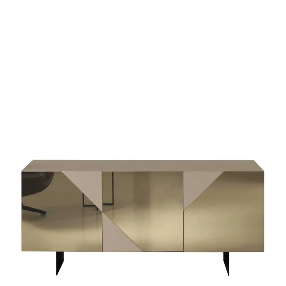 3-türiges Sideboard mit Spiegelglas in Bronze - Razepta