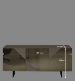 3-türiges Sideboard mit Spiegelglas in Bronze - Razepta