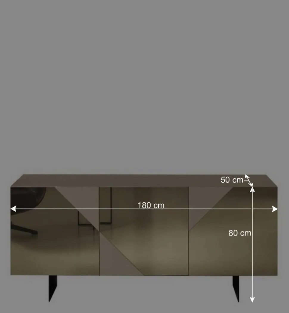 3-türiges Sideboard mit Spiegelglas in Bronze - Razepta