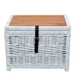 Truhe Wohnzimmertisch aus Rattan Weiß - Jacopo