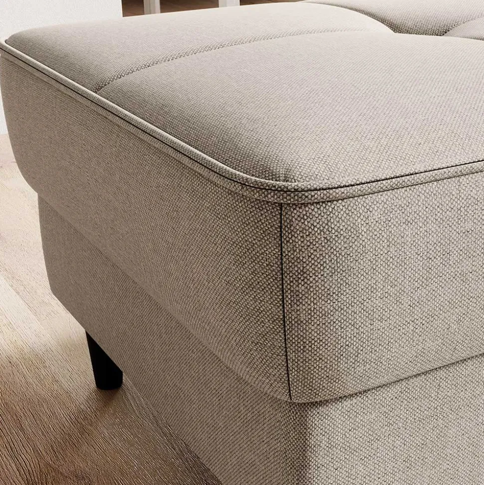 Truhen-Polsterhocker in Cremeweiß Stoff - Philippe