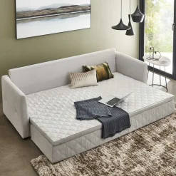 TTF Ausziehcouch in Hellgrau Stoff - Cyras