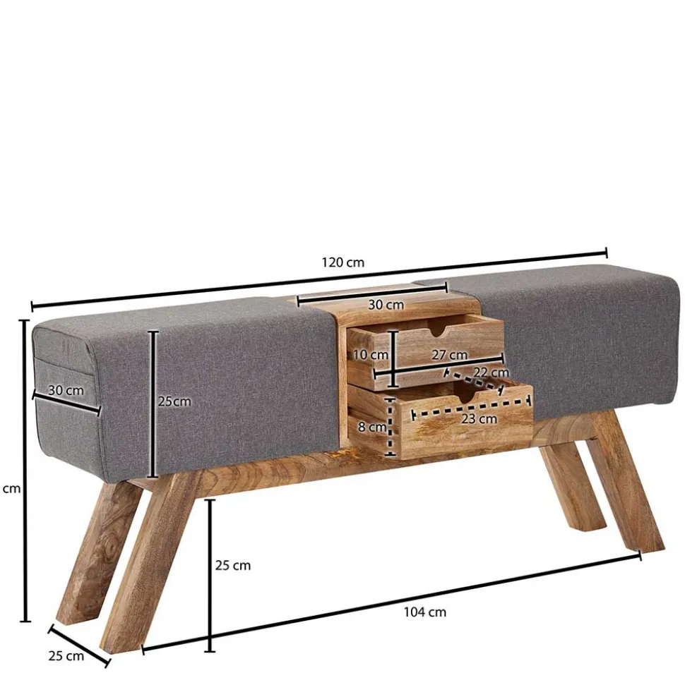 Turnbock Design Bank mit zwei Schubladen - Ruamantico