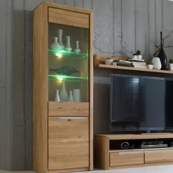 TV Anbauwand Croconia aus Wildeiche Massivholz (vierteilig)