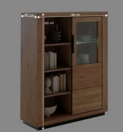 TV Anbauwand teilmassiv Set - Vlacoma (vierteilig)