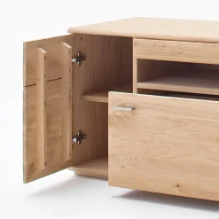 TV Bank in Eiche Bianco teilmassiv Pontros 2-türig