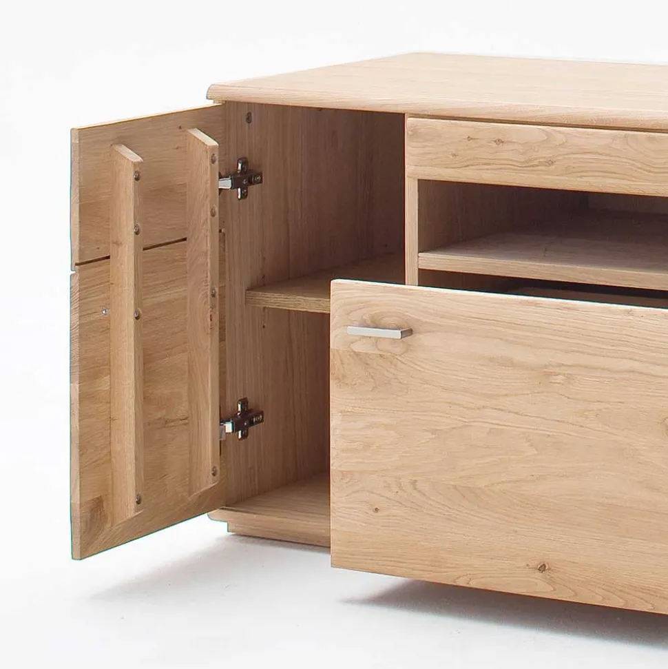 TV Bank in Eiche Bianco teilmassiv Pontros 2-türig