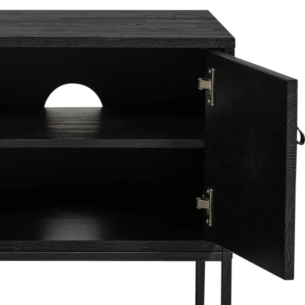 TV Board - teilmassiv in Schwarz - Almery