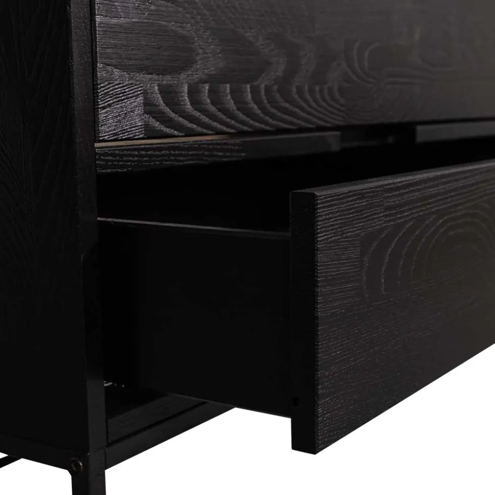 TV Board - teilmassiv in Schwarz - Almery