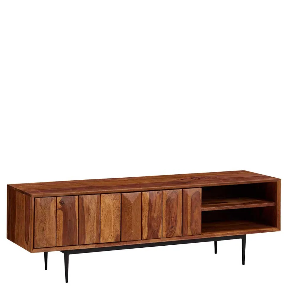 TV Board aus Sheesham Massivholz & Metall - Elmin