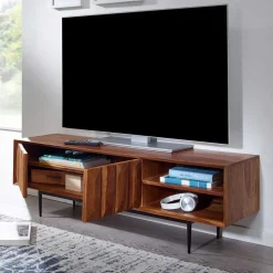 TV Board aus Sheesham Massivholz & Metall - Elmin