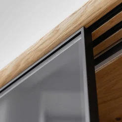 TV Board mit Schiebetüren aus getöntem Glas & Eiche - Fabiella