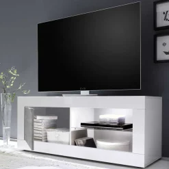 TV Element in Weiß HG mit Beton Dekor - Narandu