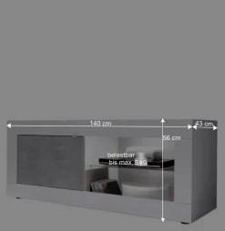 TV Element in Weiß HG mit Beton Dekor - Narandu