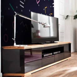 TV Hochglanz Lowboard in Schwarz - Ercurs