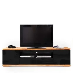 TV Hochglanz Lowboard in Schwarz - Ercurs