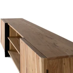 TV Lowboard aus Akazienholz und Metall - Bastima