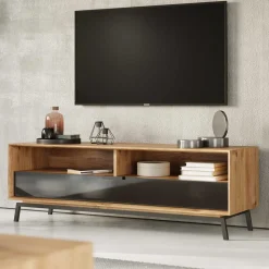 TV Lowboard aus Eiche und Metall - Fabiella